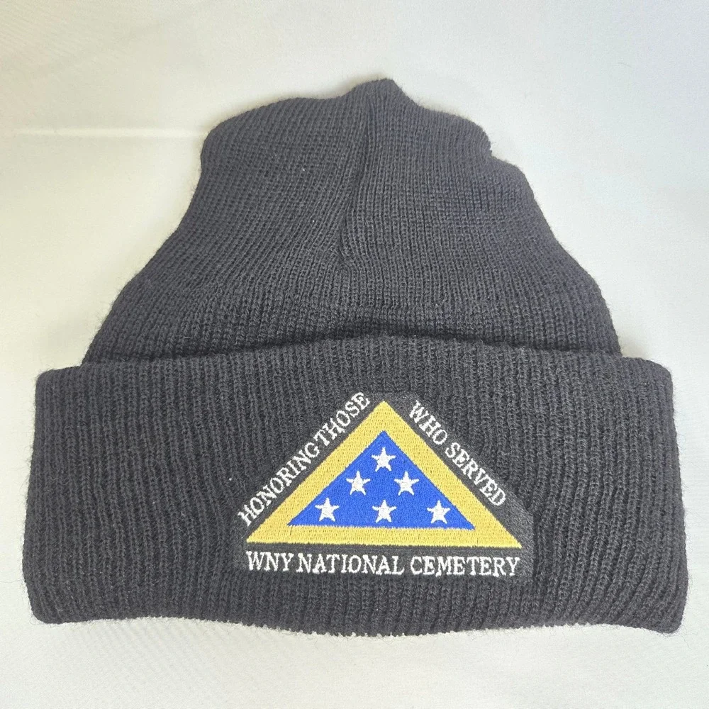 WNY National Cemetery‎ Beanie Black Honoring Those Who Served Folded Flag Patch